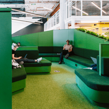 Huckletree_White_City_Breakout_Space_Green_Seating